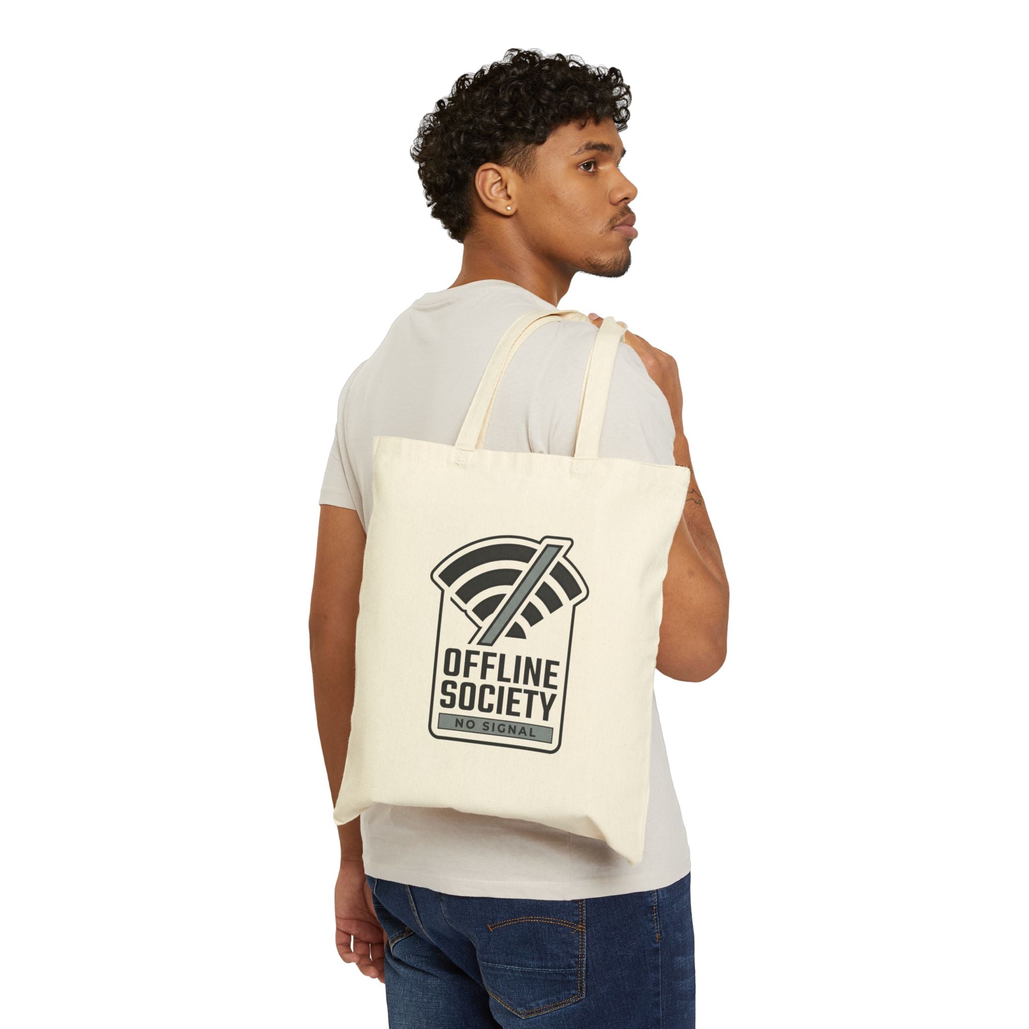 Offline Society Tote Bag — No Signal Canvas Tote
