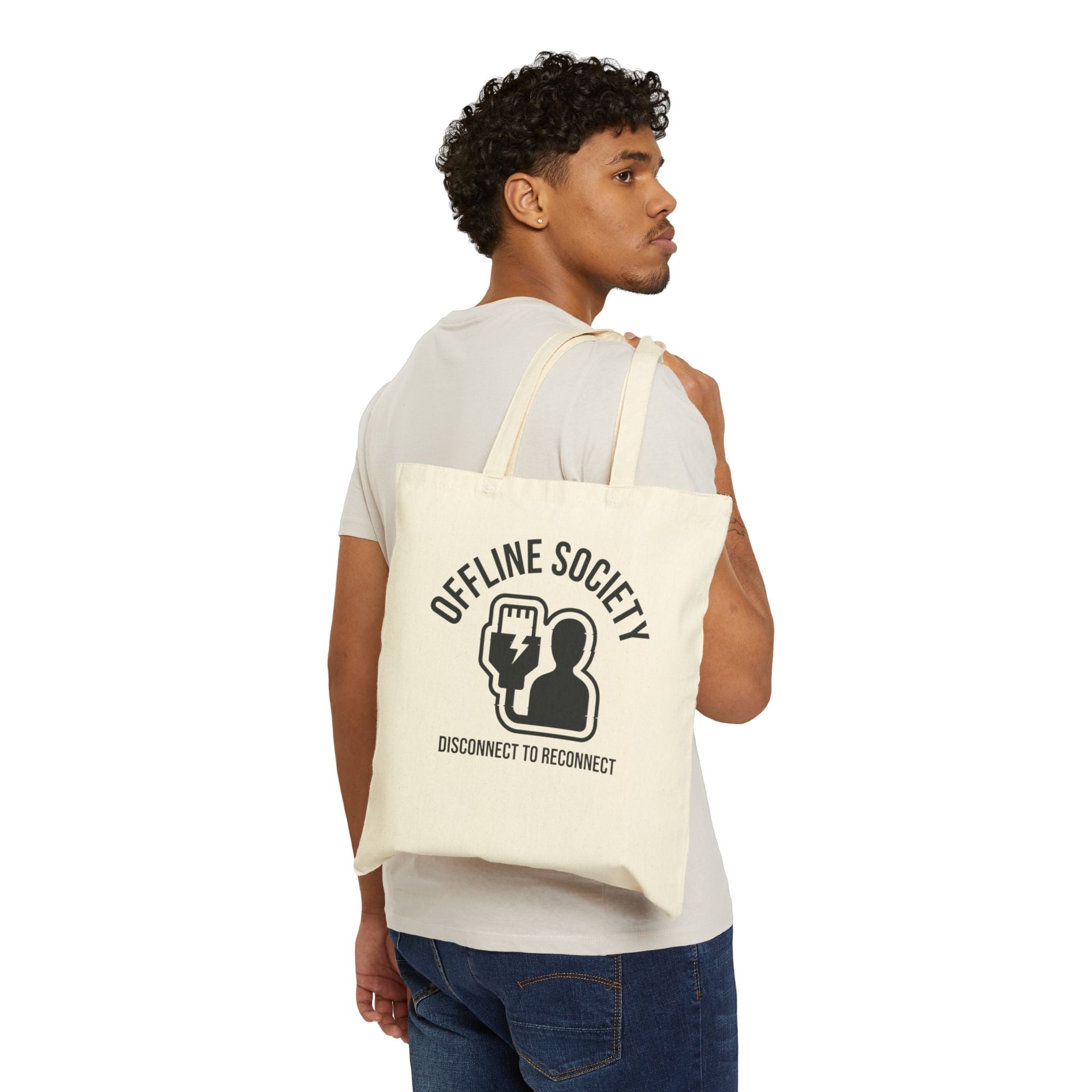 Offline Society Tote Bag | Disconnect to Reconnect Aesthetic Canvas Bag
